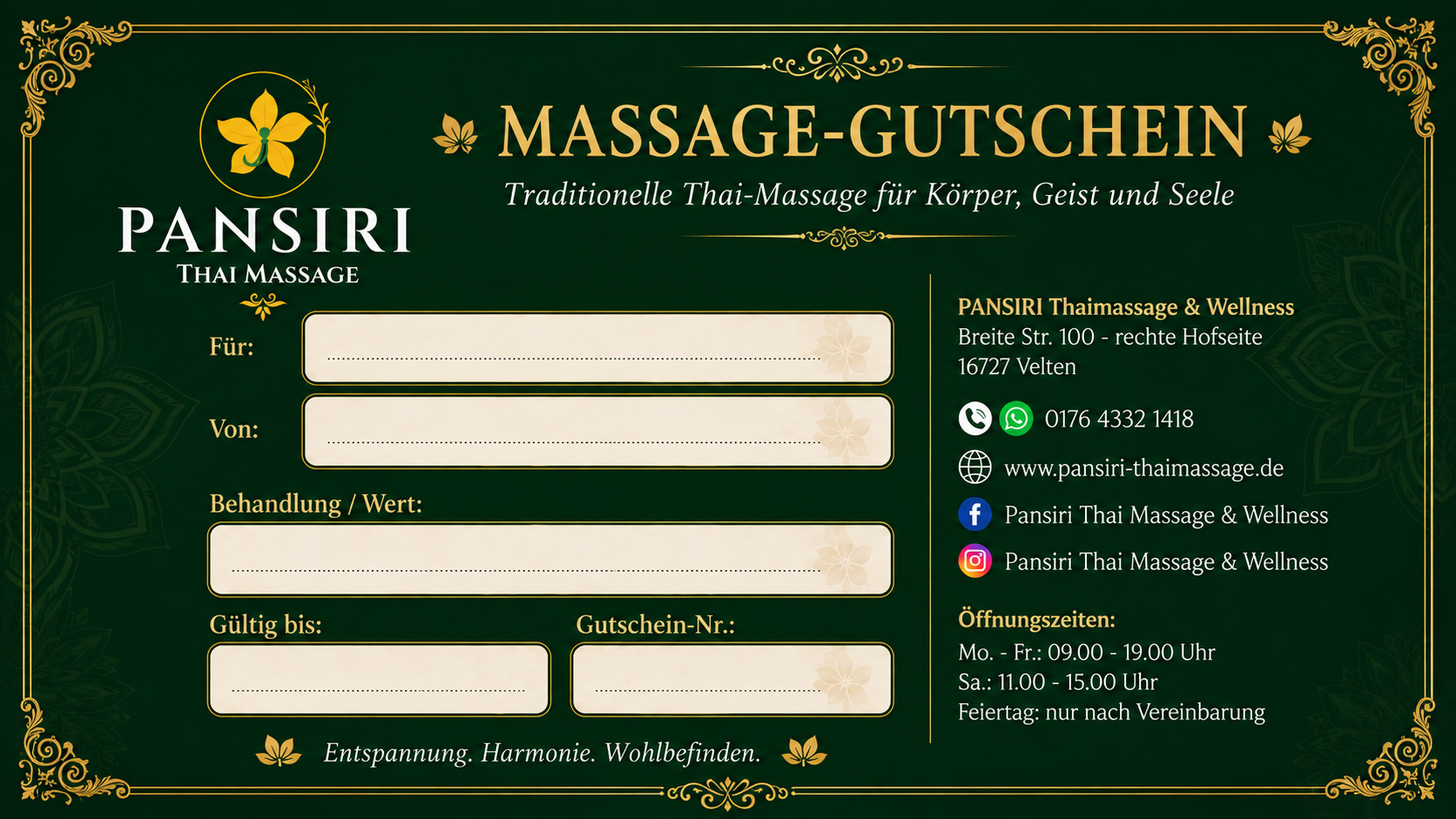 Massage-Gutschein Pansiri